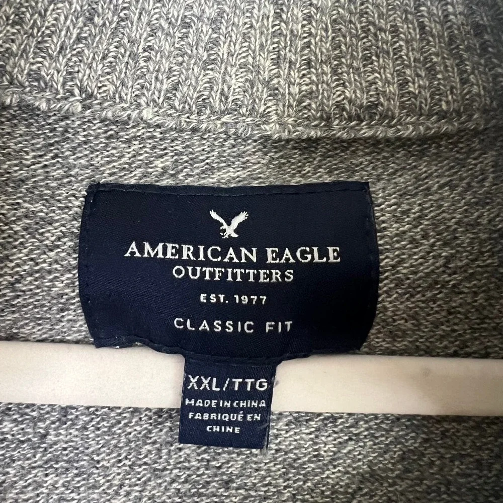 American Eagle Outfitters‎ Popover Heather Gray Long Sleeve 100% Cotton Sweater